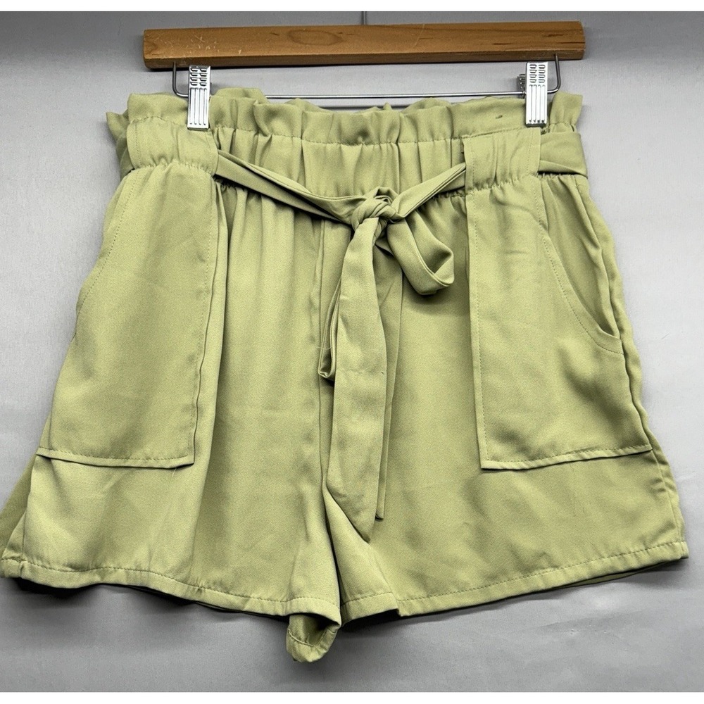 Womens Shorts Soft Belted Sage Green XL Summer